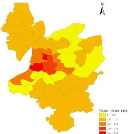 Figure 2 map of building volume rate for each street  