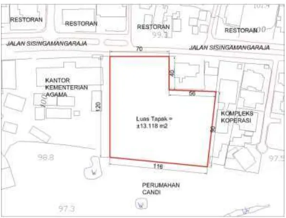 Gambar 5.2. Lokasi Tapak Terpilih  (sumber: analisa penulis berdasarkan Peta Topografi Kota Semarang 1999 dan Citra dari Google Maps) 
