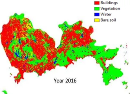 Figure 3: Maps showing pattern of land changes due to  urbanization of Shenzhen city 
