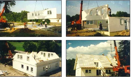 Figure 2. Typical erection of panelized home (source : Bodenhaus, Germany) 