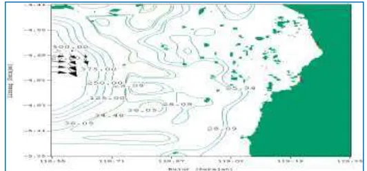 Gambar 4. Pola Arus Rata-rata di Musim Barat pada Lapisan Permukaan  (Vmax = 0.24 m/s)