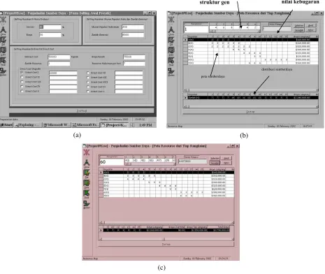 Gambar 8. Contoh layar program: (a) masukan (b) peta sumberdaya (c) hasil akhir 