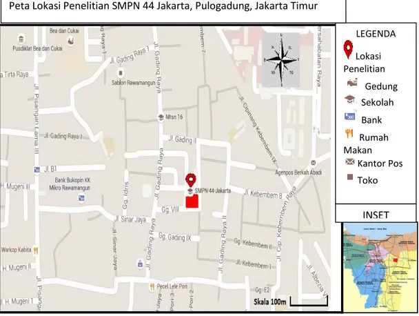 Gambar 4.1 Peta SMPN 44 Jakarta (Sumber: Google Maps) 