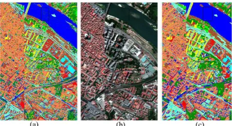 Figure 5. Visual comparison of the classification maps between the original Pavia centre image and the proposed AMMF-based classification through SVM