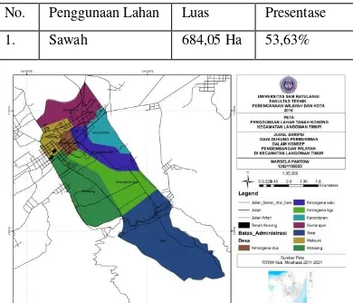 Gambar 5 Peta penggunaan Lahan Sawah di Kecamatan Langowan Timur 