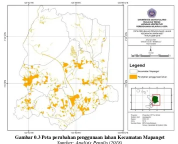 Gambar 0.2 Peta perubahan penggunaan lahan Kota Manado tahun 2006-2016 
