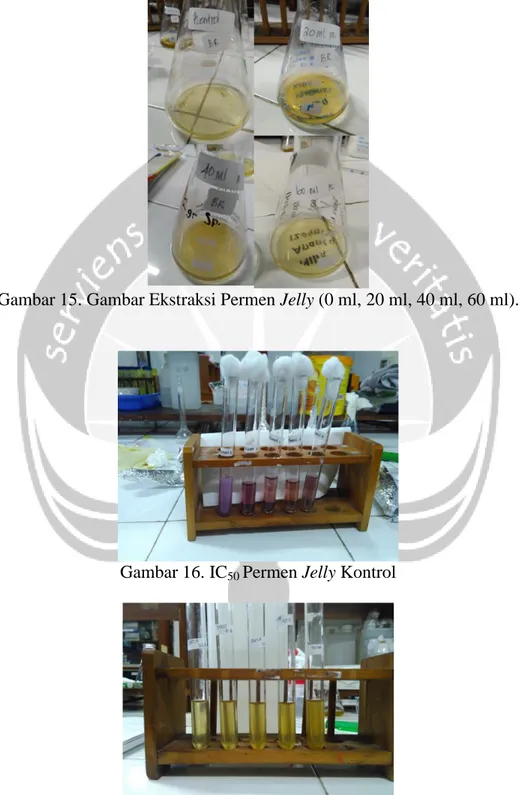 Gambar 15. Gambar Ekstraksi Permen Jelly (0 ml, 20 ml, 40 ml, 60 ml). 
