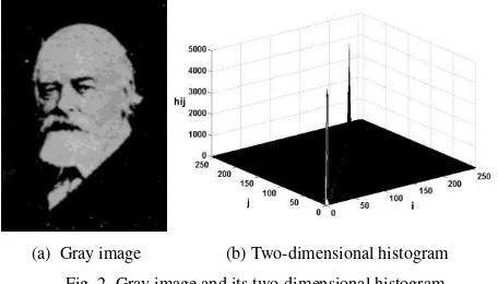 Fig. 2. Gray image and its two-dimensional histogram      