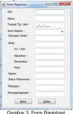 Gambar 3. Form Registrasi 