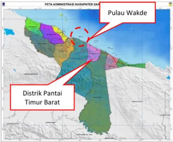 Gambar 1 Posisi Pulau Wakde di Distrik Pantai Timur Barat 