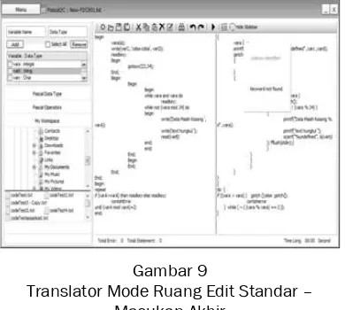 Gambar 8  Translator Mode Ruang Edit Standar 
