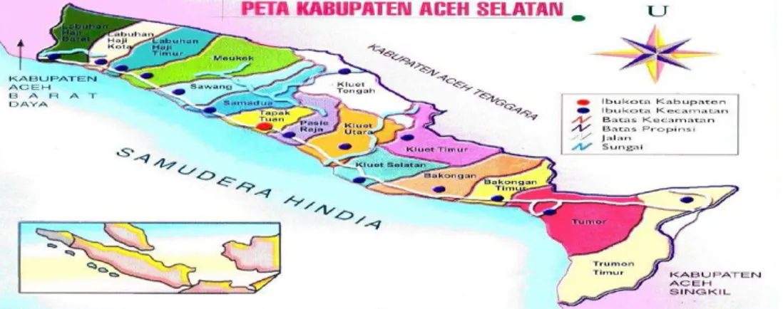 Gambar 1.1 Peta Daerah Endemik Filariasis Kabupaten Aceh Selatan   Tahun 2015 