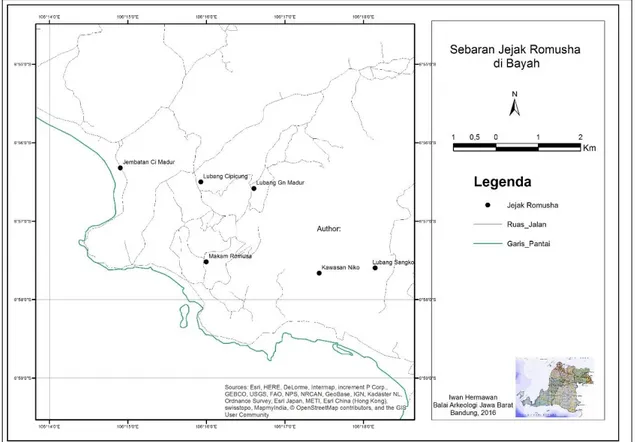Gambar 2. Peta Sebaran Jejak Romusha di Bayah  (Sumber: Hermawan, 2016) 