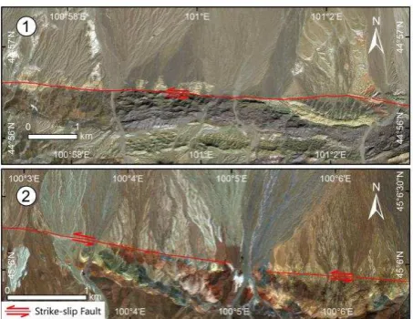 Figure 3. This false colour image uses Landsat ETM+ 7 (shortwave infrared) for red, band 4 (near infrared) for green, and band 1 (blue) for blue