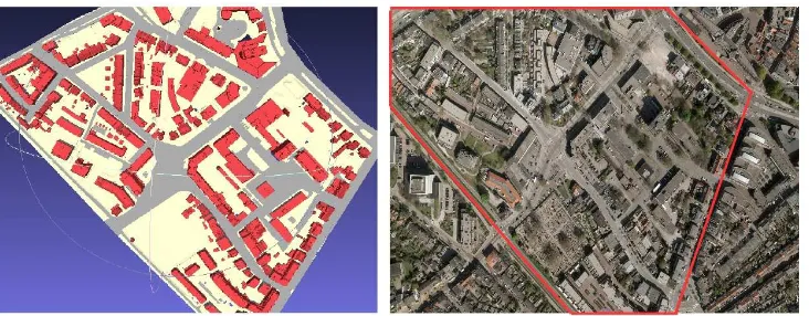 Figure 1. The 3D city models of Amersfoort with 200,000 triangles is created by using a hydrological map and AHN dataset around2009