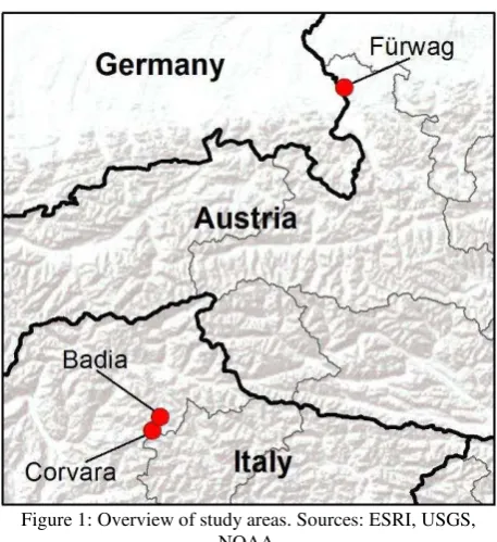 Figure 1: Overview of study areas. Sources: ESRI, USGS, 