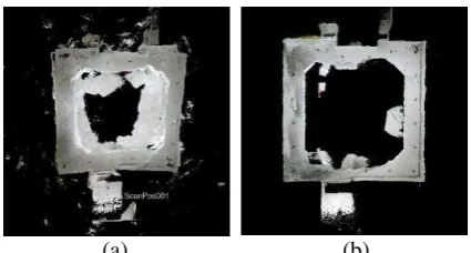 Figure 3: a) The original point cloud data of the first floor acquired by ORB-SLAM. b) The processed point cloud data  