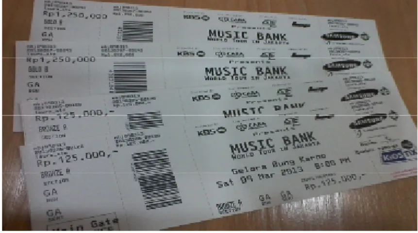 Gambar 4.6. Tiket Music Bank Live in Jakarta (sumber: Andi). Dari empat responden, sementara hanya Andi yang pernah menonton langsung idolanya