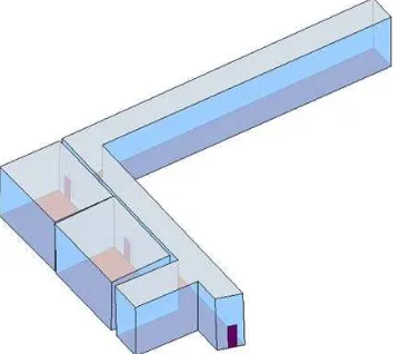 Figure 8: Zoom in the model from a perspective point of view (left) and from a top point of view (right)