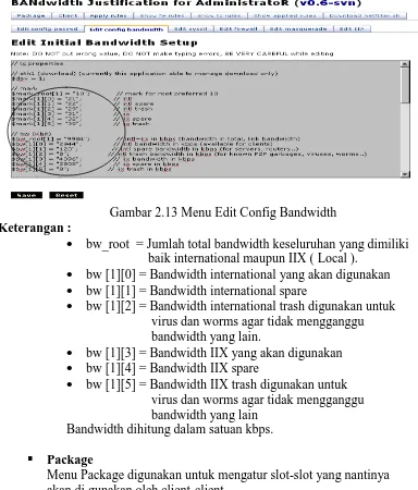 Gambar 2.13 Menu Edit Config Bandwidth  