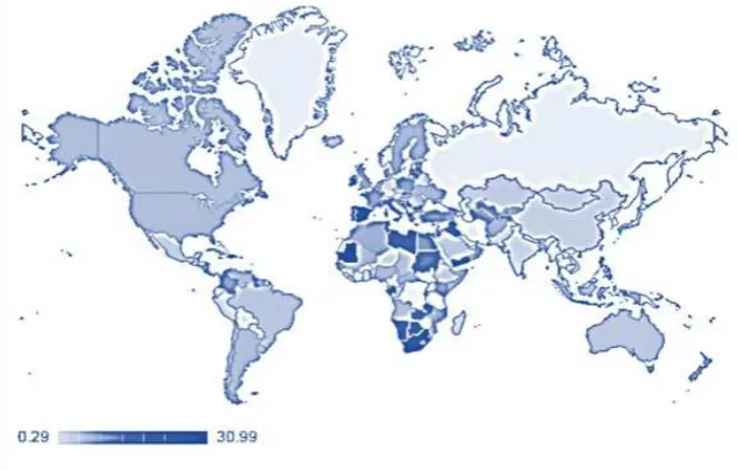 Figure 3. Global health protection coverage rates (proportion of population affiliated to national health services, social, private or micro-insurance schemes in per cent of population, population weighted, latest available year)