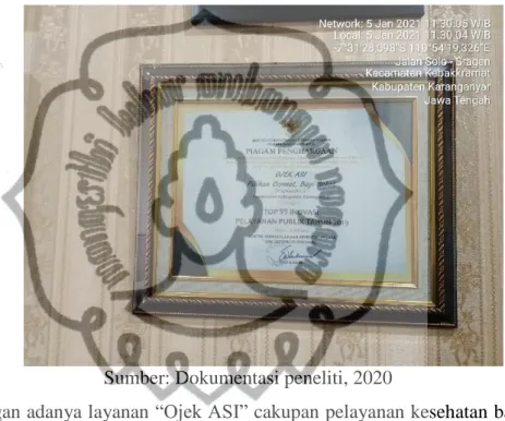 Gambar 4.4 Piagam Layanan “Ojek ASI” 