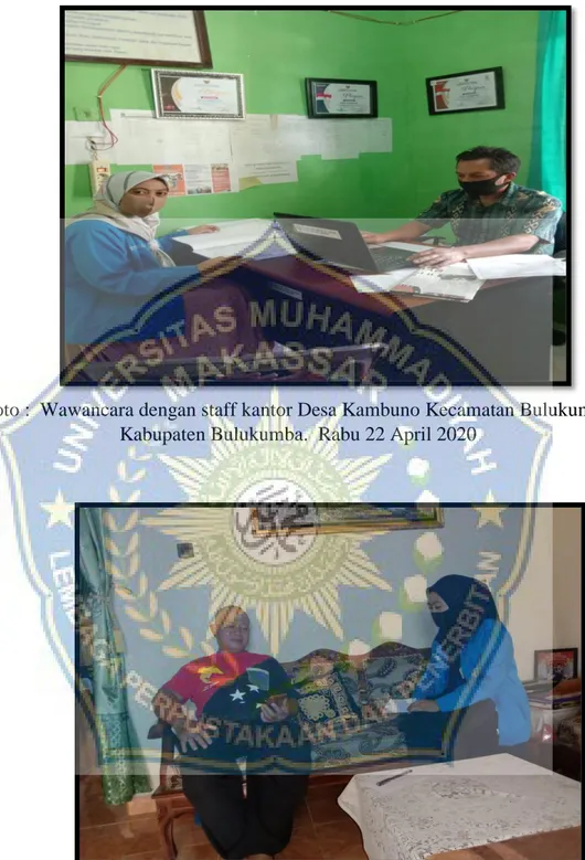 Foto :  Wawancara dengan staff kantor Desa Kambuno Kecamatan Bulukumpa  Kabupaten Bulukumba