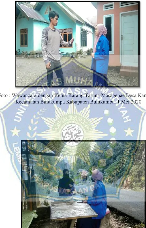 Foto : Wawancara dengan Ketua Karang Taruna Masagenae Desa Kambuno  Kecamatan Bulukumpa Kabupaten Bulukumba