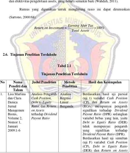 Tabel 2.1 Tinjauan Penelitian Terdahulu 