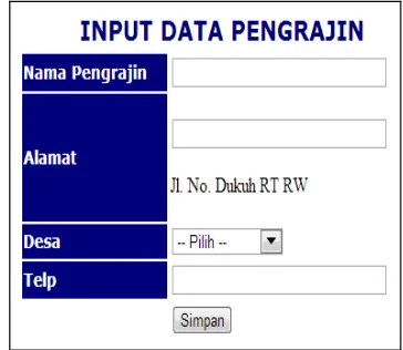 Gambar Halaman input data pengrajin 