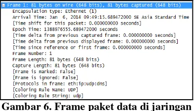Gambar 6. Frame paket data di jaringan 