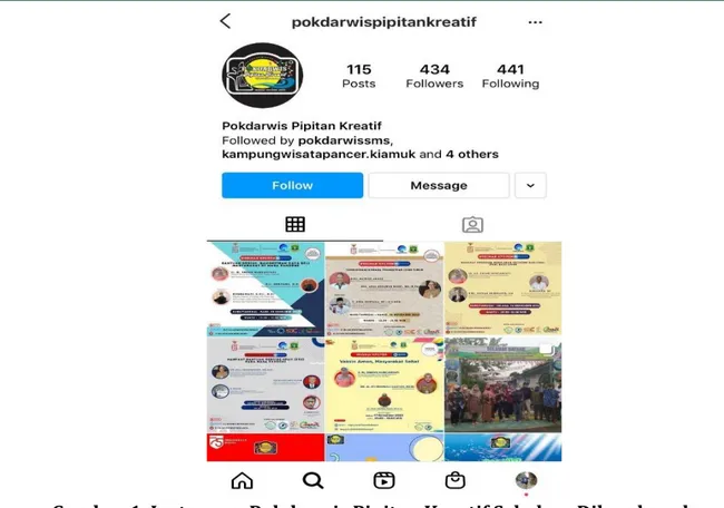 Gambar 1. Instagram Pokdarwis Pipitan Kreatif Sebelum Dikembangkan  METODE  