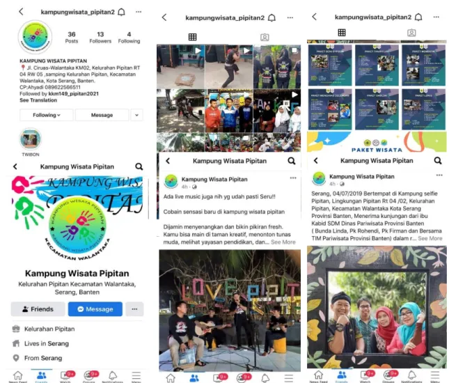Gambar 5. Instagram dan Facebook baru Kampung Wisata Pipitan  KESIMPULAN  