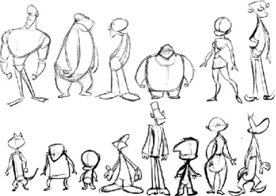 Gambar 2.12. Berbagai variasi bentuk tubuh karakter  (Bancroft, 2006) 