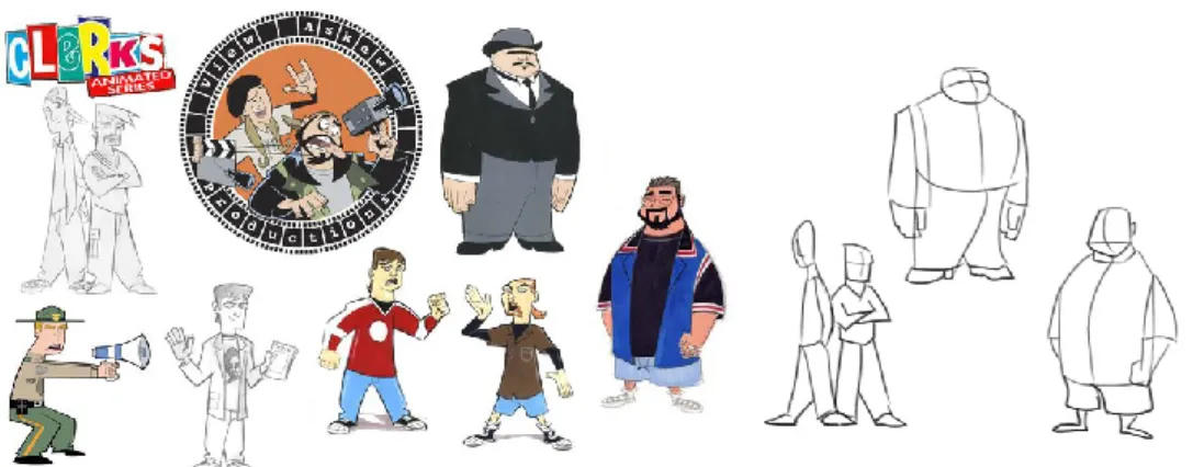 Gambar 3.7. Studi eksisting style desain karakter film animasi “Clerks: The Animated  Series” 