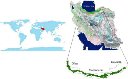 Figure 1:  Geographical location of Iran (left) and of the 