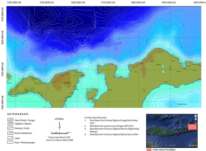 Gambar 5. Peta kemiringan dasar laut  Gambar 4. Peta Kontur Batimetri Perairan Lembata