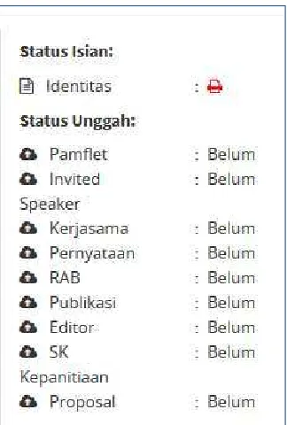 Gambar 15. adalah status upload berkas, status "belum” berarti berkas belum di upload, 