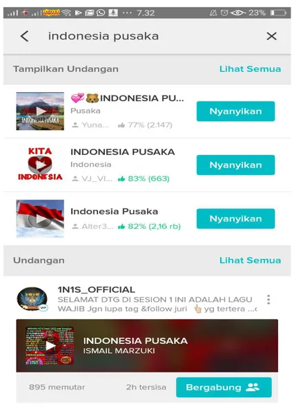 Gambar 9. Daftar Lagu Pada Aplikasi Smule 