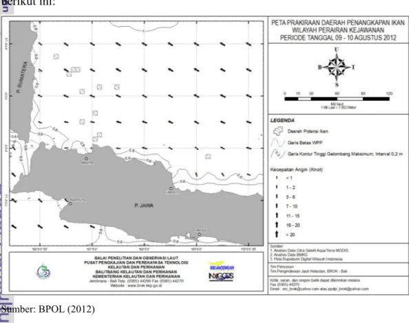 Gambar 10 Peta prakiraan daerah penangkapan ikan (DPI) wilayah perairan Kejawanan