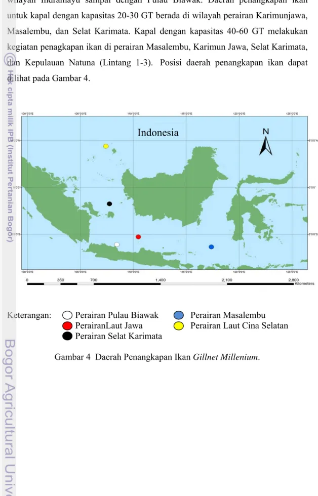 Gambar 4  Daerah Penangkapan Ikan Gillnet Millenium.