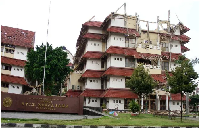 Gambar 1.2 Bangunan kampus di Yogyakarta, Indonesia setelah terjadi gempa 