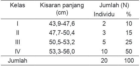 Tabel 1.  Kisaran panjang siput gonggong dari perairan pantai Senggarang.
