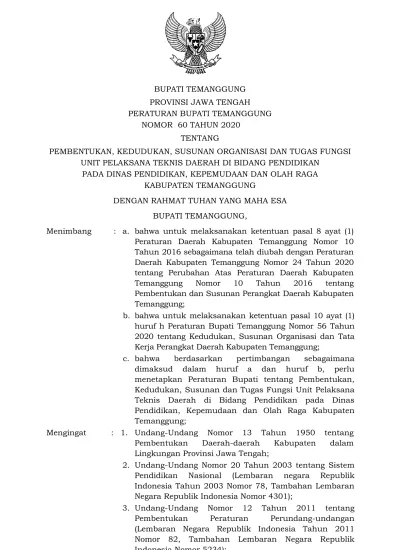 BUPATI TEMANGGUNG PROVINSI JAWA TENGAH PERATURAN BUPATI TEMANGGUNG ...