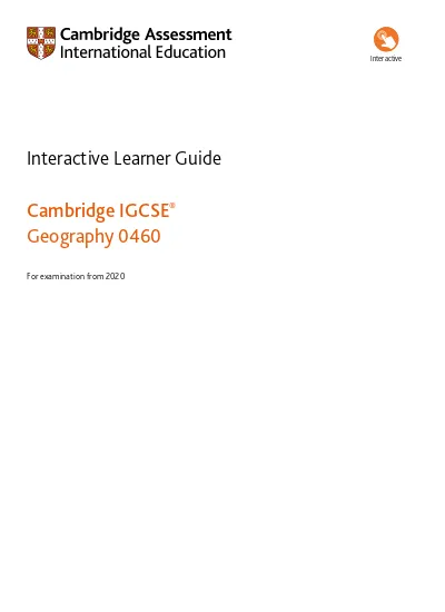 Learner Guide For Cambridge Igcse Geography 0460 For Examination From 2020