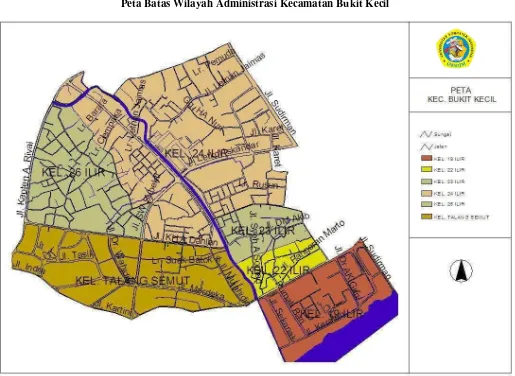 Gambar 3.1 Peta Batas Wilayah Administrasi Kecamatan Bukit Kecil 