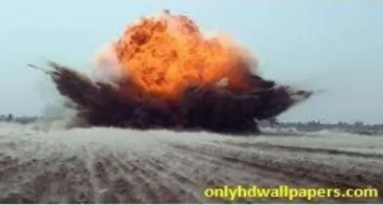 Gambar 2.11 Tumbukan Bom Dengan Bumi Sehingga  Menimbulkan Ledakan Menghasilkan Energi Kinetik Setelah 