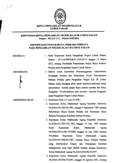 KETUA PENGADILAN NEGERI KLAS I-B LUBUK PAKAM. KEPUTUSAN KETUA ...