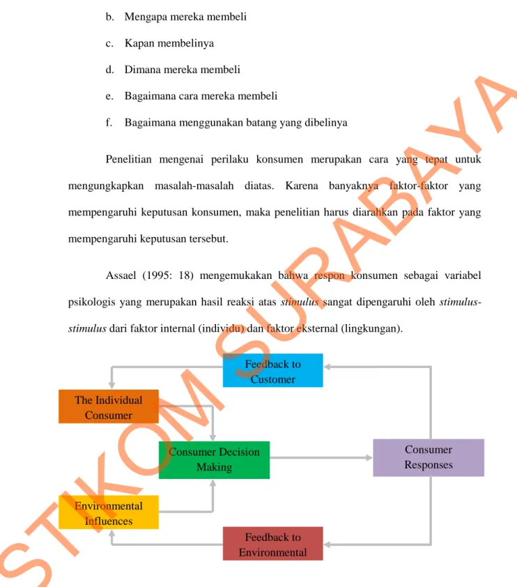 Gambar 2.1 Model Perilaku Konsumen (Assael, 1995: 18) 