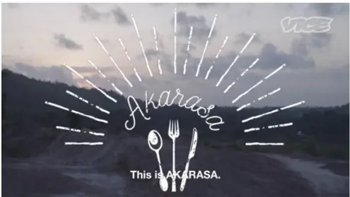 Gambar 1.1 Screenshot bumper judul seri dokumenter “Akarasa”    Sumber: https://www.youtube.com/watch?v=Sjr6IW_-VRc 